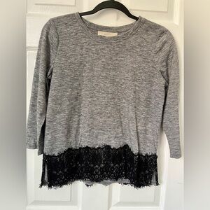 Grey Loft Sweater with Black Lace Detail